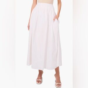 New Parker The Julianne Pinstripe Cotton Maxi Skirt Cream A-Line Pockets
